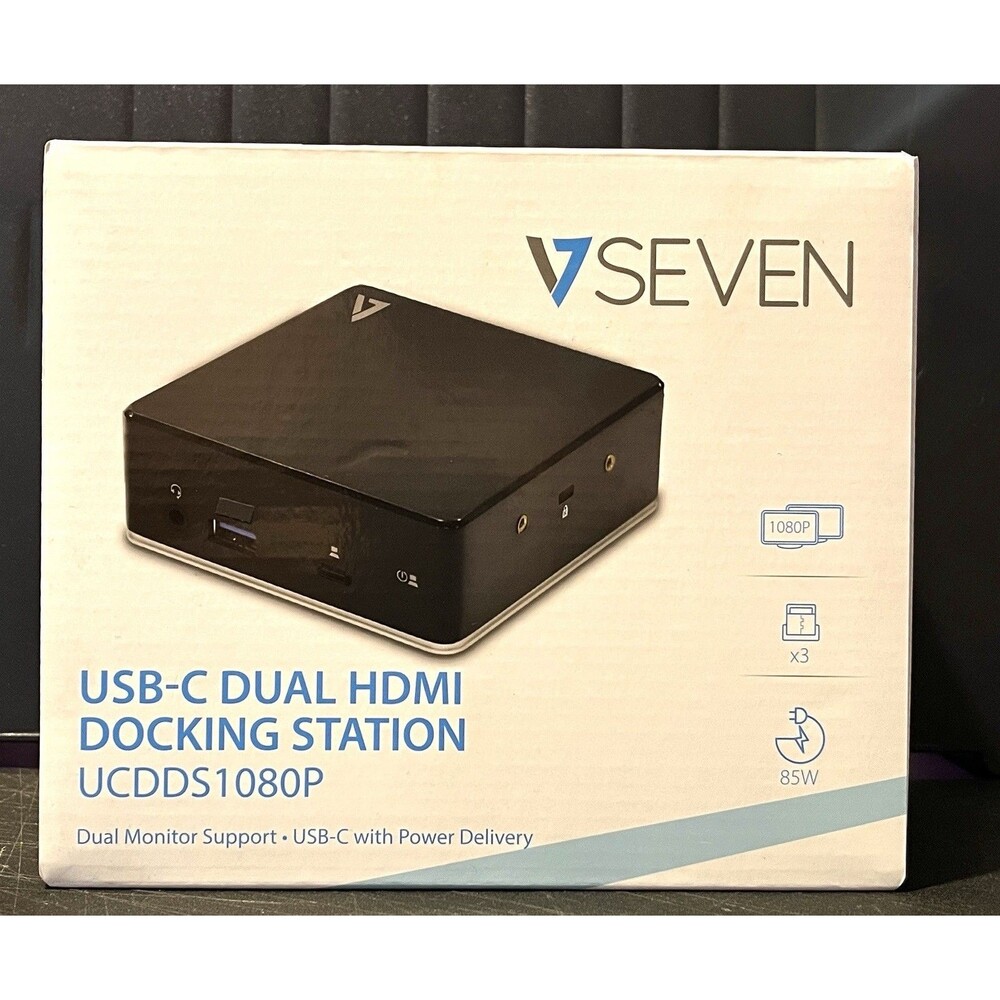 SEVEN USB-C Dual HDMI Docking Station UCDDS1080P Dual Monitor 1080p PD 85W NIB